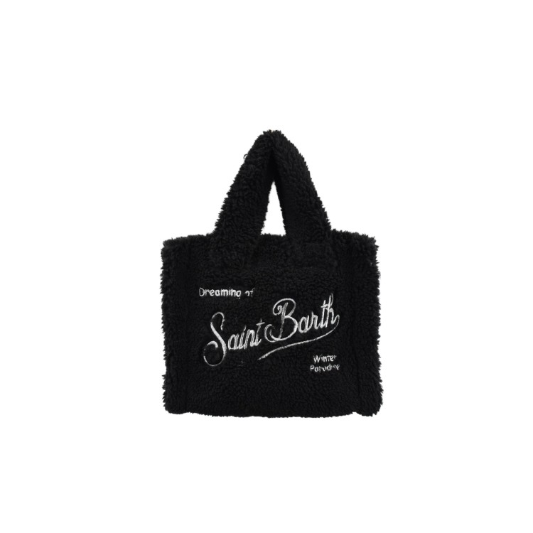 SAINT BARTH Borsa Vanity Mini nera teddy bambina