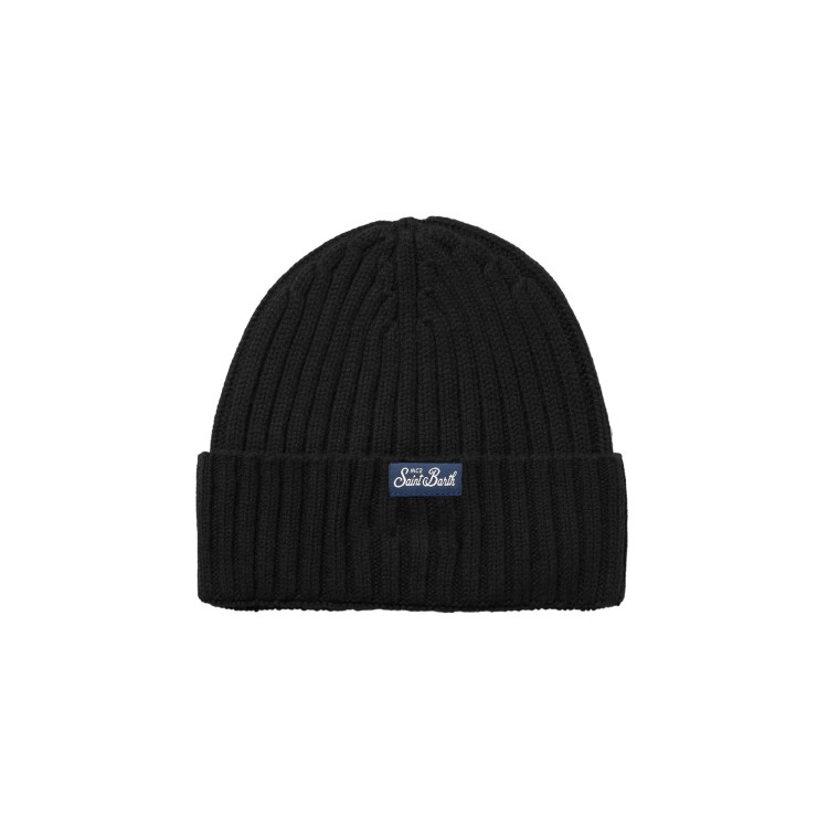 SAINT BARTH Cappello nero a coste "piccola peste"  bambini