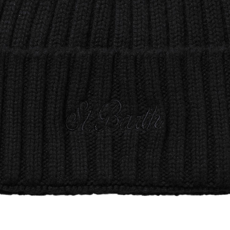 SAINT BARTH Cappello nero a coste bambini