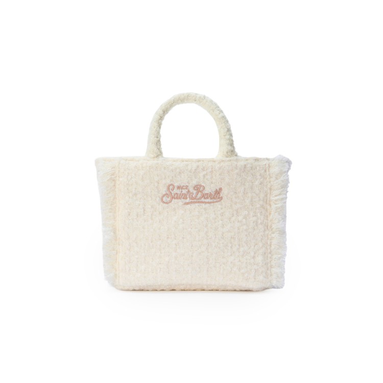SAINT BARTH Borsa Vanity Mini panna in tweed bambina
