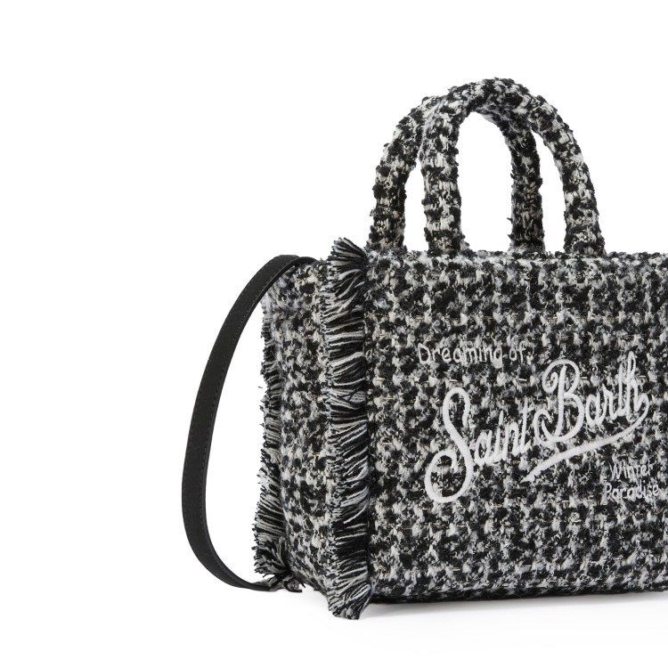 SAINT BARTH Borsa Vanity Mini bianca e nera in tweed bambina