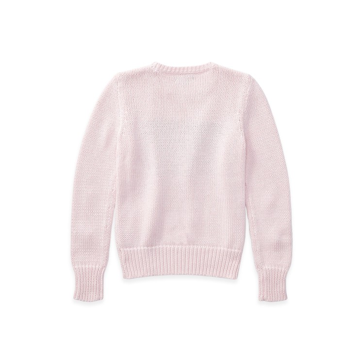 RALPH LAUREN Maglia rosa in cotone con bandiera bambina