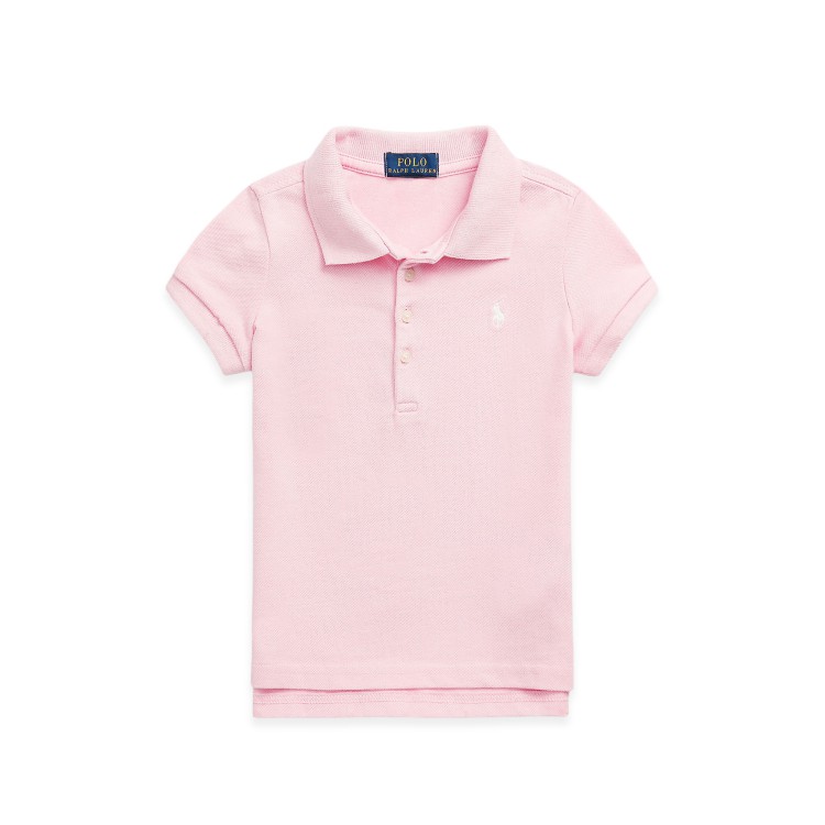 RALPH LAUREN Polo rosa con logo bianco bambina
