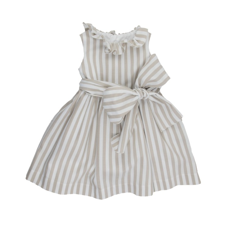 LITTLE BEAR Abito cotone beige bianco in bambina