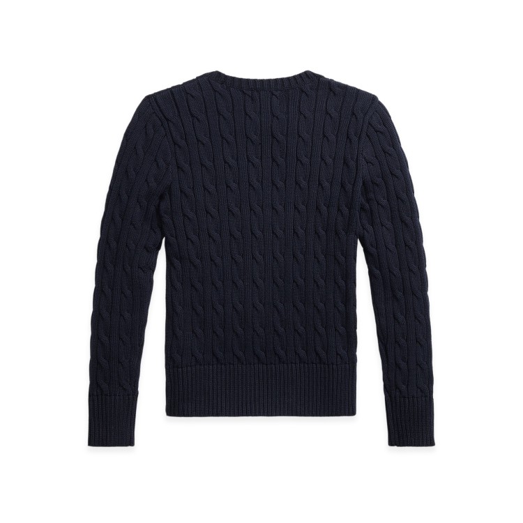 RALPH LAUREN Maglia navy in cotone a trecce bambina