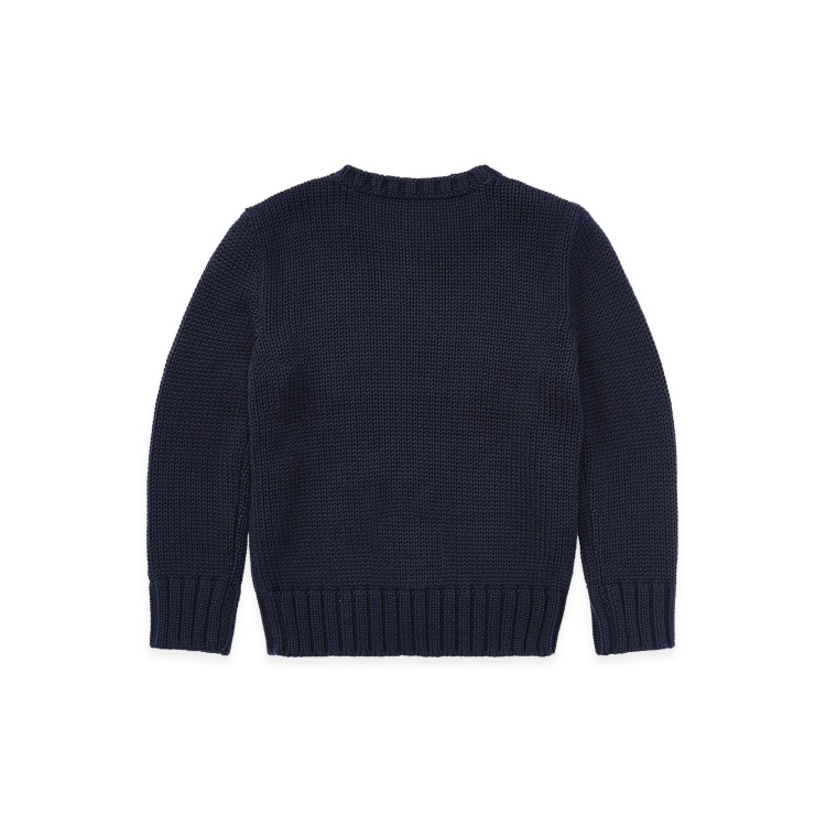 RALPH LAUREN Maglia navy in cotone con bandiera bambini