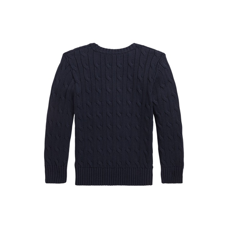 RALPH LAUREN Maglia blu in cotone a trecce bambini