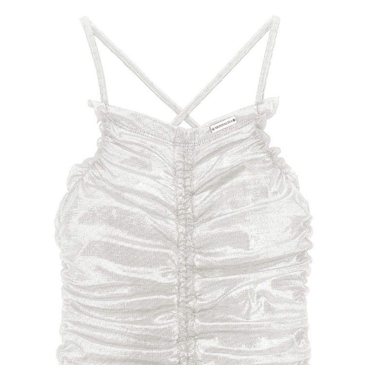 MONNALISA Abito drappeggiato argento spalmato bambina