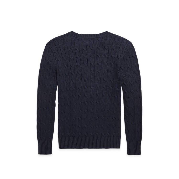 RALPH LAUREN Maglia navy in cotone a trecce bambini