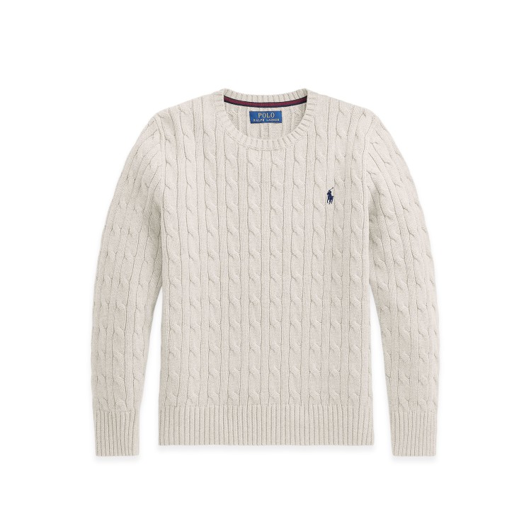 RALPH LAUREN Maglia crema in cotone a trecce bambini