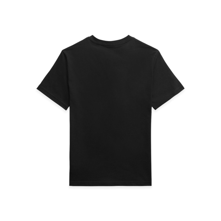 RALPH LAUREN T-shirt nera con logo rosso bambini