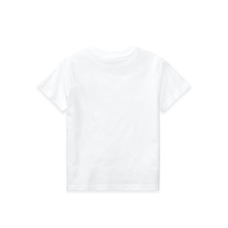 RALPH LAUREN T-shirt bianca con logo navy bambini