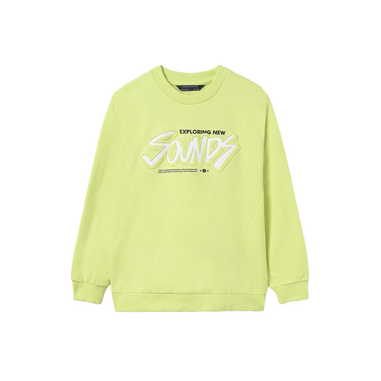 MAYORAL Felpa verde acido con stampa ricamata bambino