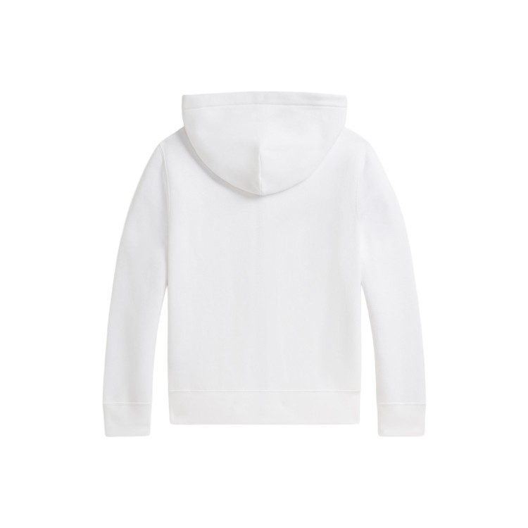 RALPH LAUREN Felpa bianca full-zip con cappuccio bambini