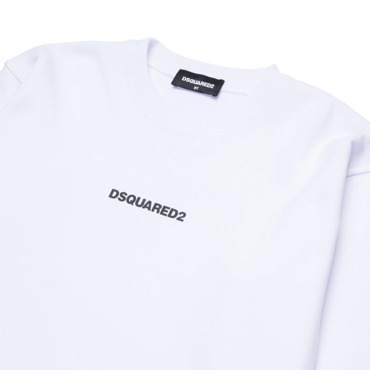 DSQUARED Felpa bianca in cotone girocollo bambino