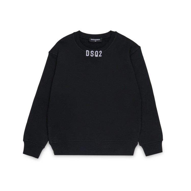DSQUARED Felpa nera con logo ricamato bambini