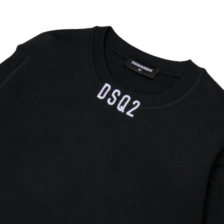 DSQUARED Felpa nera con logo ricamato bambini