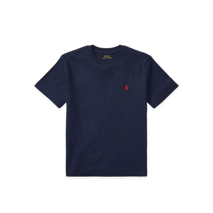 RALPH LAUREN T-shirt navy con logo rosso bambini