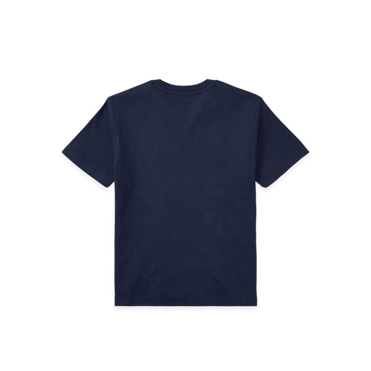 RALPH LAUREN T-shirt navy con logo rosso bambini