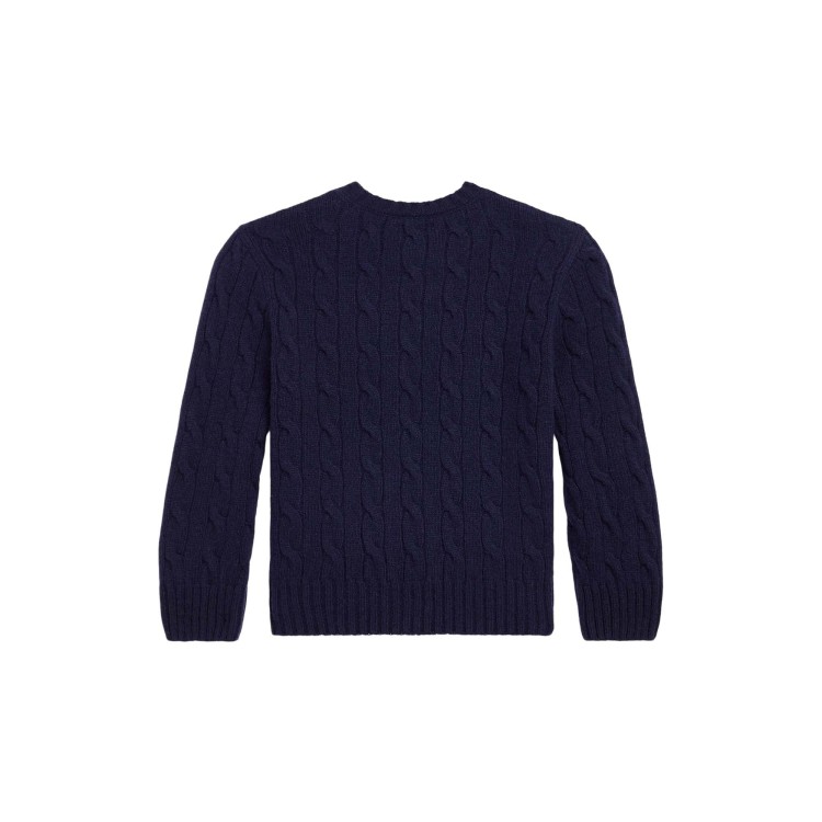 RALPH LAUREN Maglia navy lana e cashmere a trecce bambini