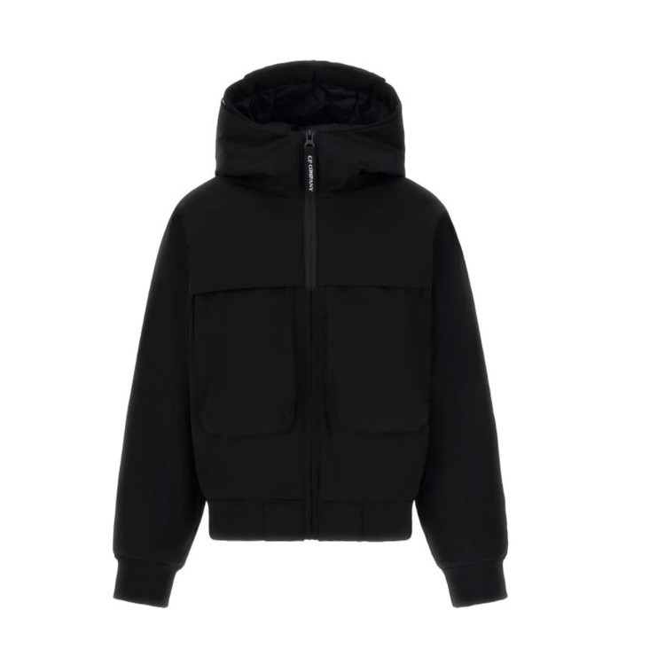 C.P. COMPANY Giubbino nero con cappuccio Lens bambino