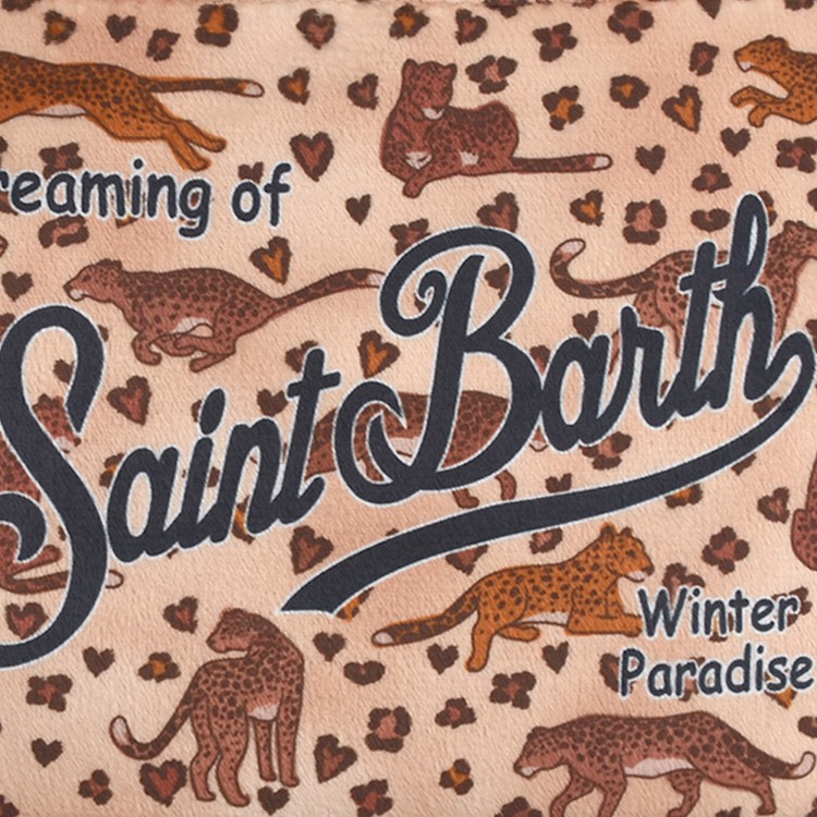 SAINT BARTH Pochette Aline beige con leopardi bambina