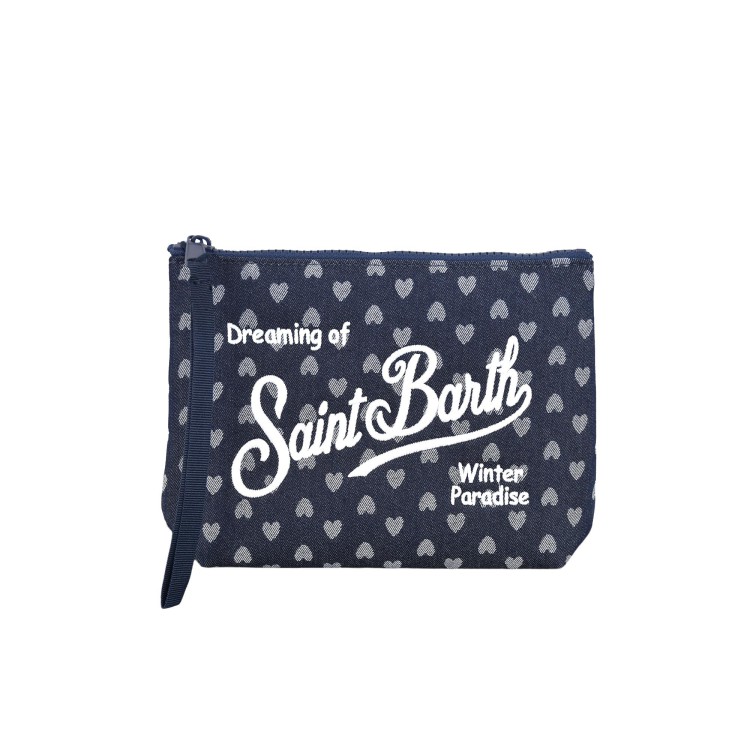 SAINT BARTH Pochette Aline denim a cuoricini bambina