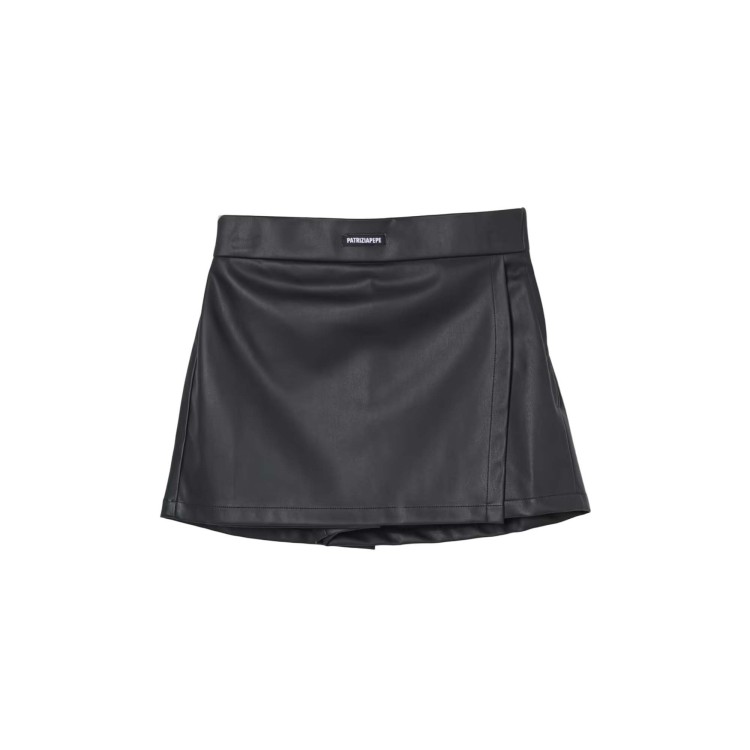 PATRIZIA PEPE Gonna pantalone nera in ecopelle bambina