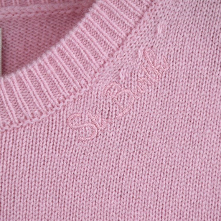 SAINT BARTH Maglione rosa cipria in lana con logo bambina