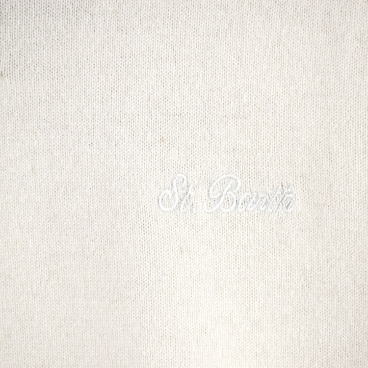 SAINT BARTH Maglione panna con logo bambino