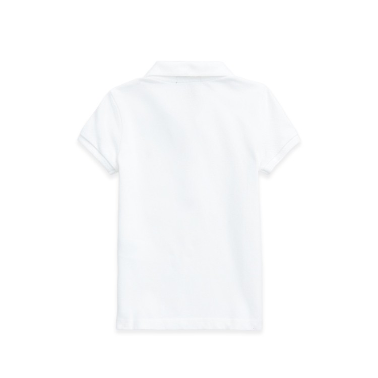 RALPH LAUREN Polo bianca con logo rosa bambina