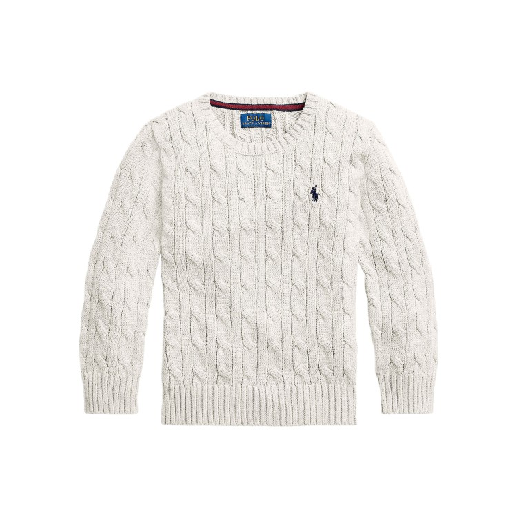 RALPH LAUREN Maglia bianca in cotone a trecce bambini