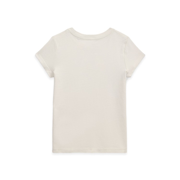 RALPH LAUREN T-shirt crema con bandiera ricamata bambina