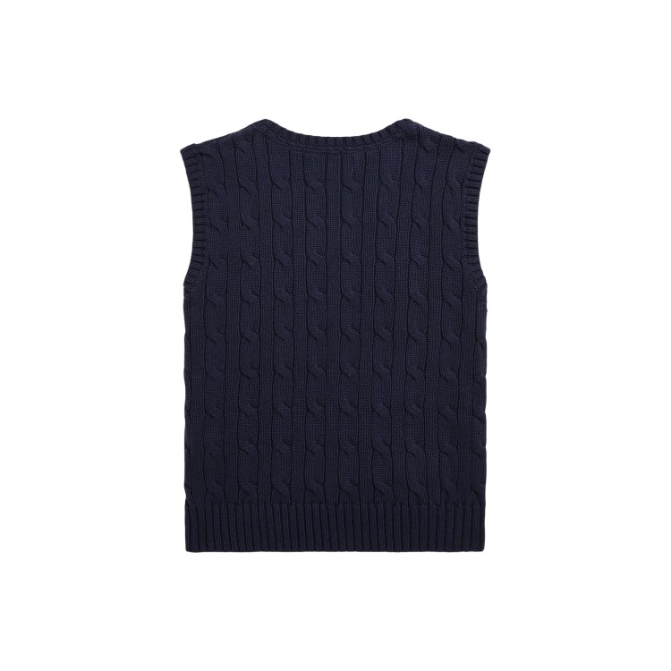 RALPH LAUREN Gilet navy in cotone a trecce bambino