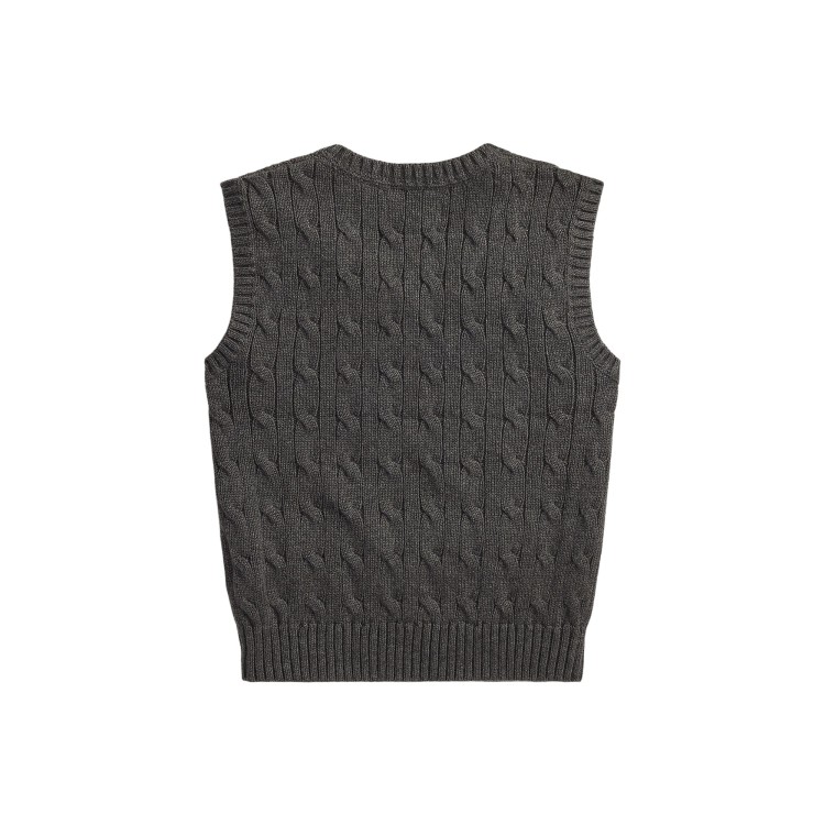 RALPH LAUREN Gilet antracite in cotone a trecce bambino