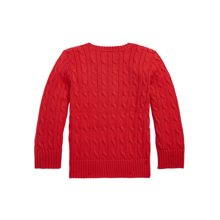 RALPH LAUREN Maglia rossa in cotone a trecce bambini
