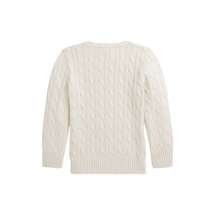 RALPH LAUREN Maglia crema in cotone a trecce bambini