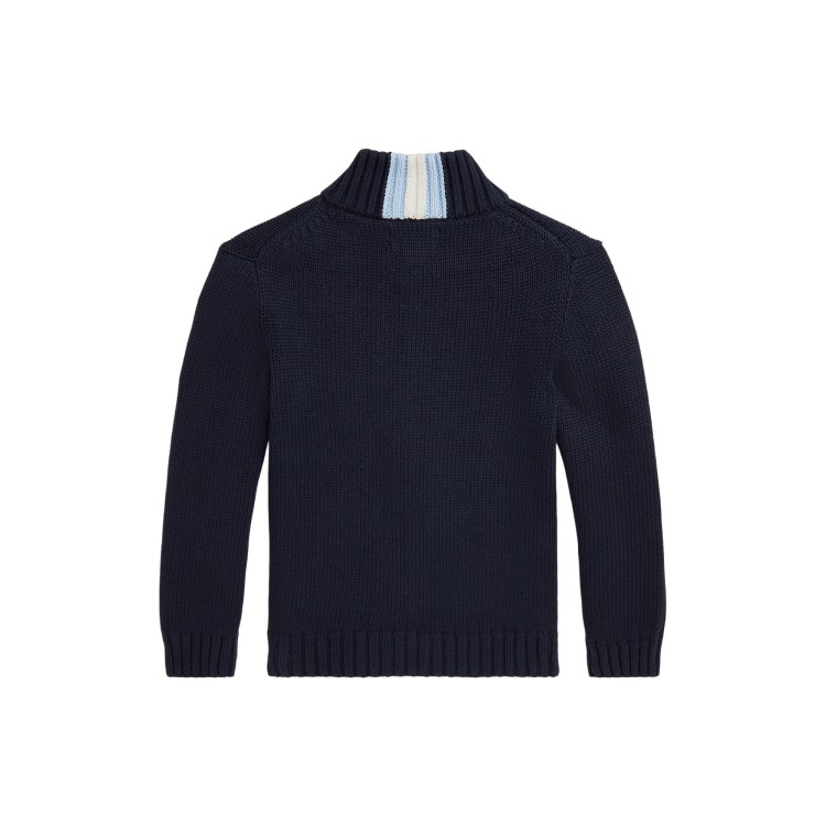 RALPH LAUREN Maglia in cotone navy full-zip bambino