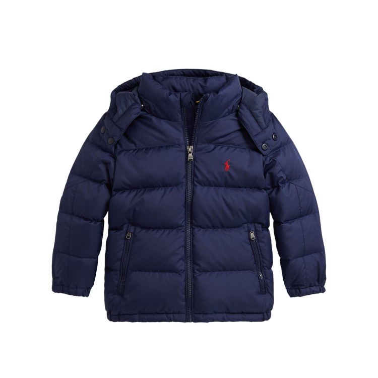 RALPH LAUREN Giubbotto blu navy logo rosso bambini