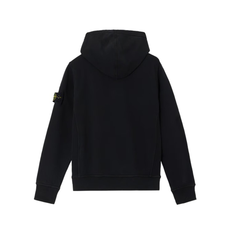 STONE ISLAND Felpa nera full-zip con cappuccio bambini