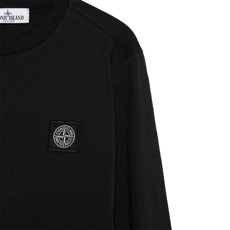 STONE ISLAND T-shirt nera manica lunga bambini