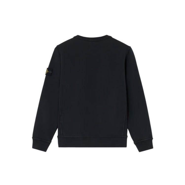 STONE ISLAND Felpa nera girocollo con patch bambini