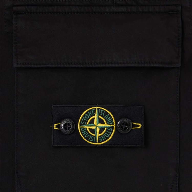 STONE ISLAND Pantaloni neri cargo in raso di cotone bambino