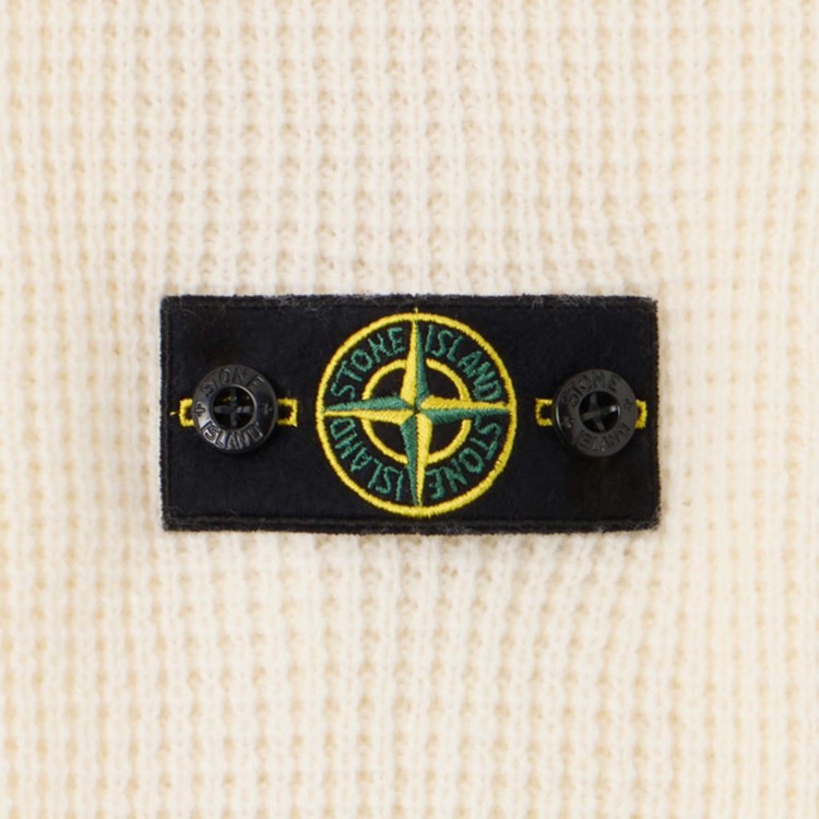 STONE ISLAND Maglione crema girocollo a costine bambini