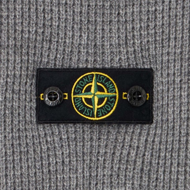 STONE ISLAND Maglione grigio girocollo a costine bambini