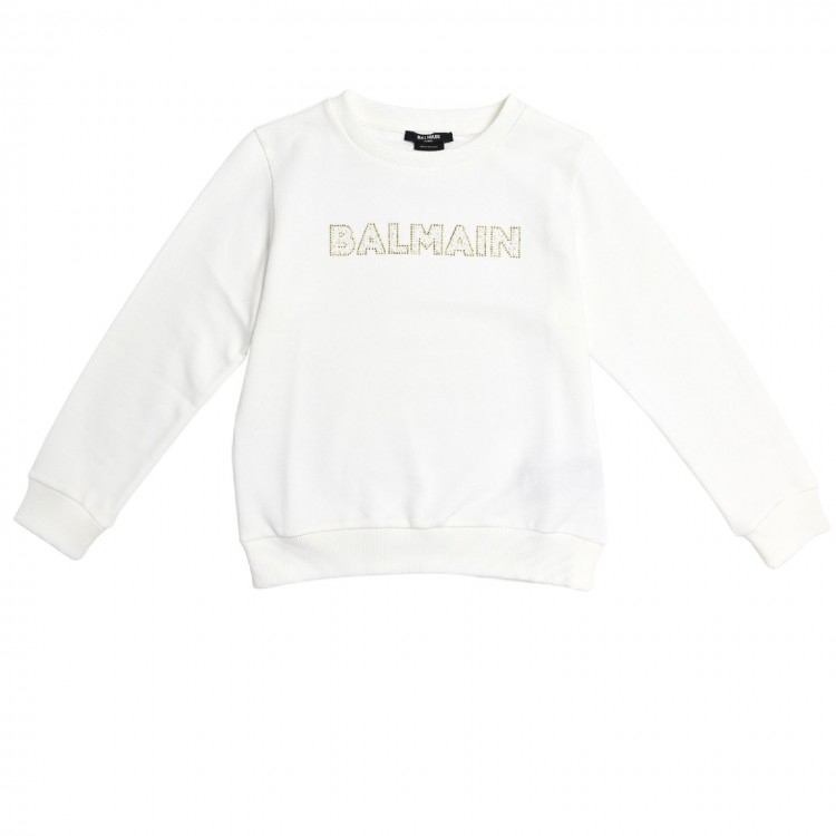 BALMAIN Felpa bianca bambina