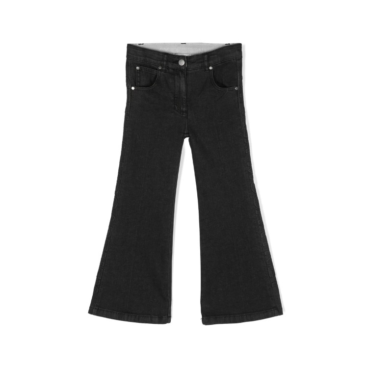 STELLA McCARTNEY Jeans neri svasati logo goffrato bambina