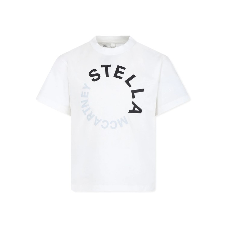 STELLA McCARTNEY T-shirt bianca con logo stampato bambino