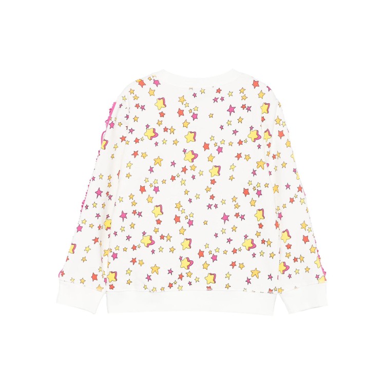 STELLA McCARTNEY Felpa bianca con stelle e frange bambina