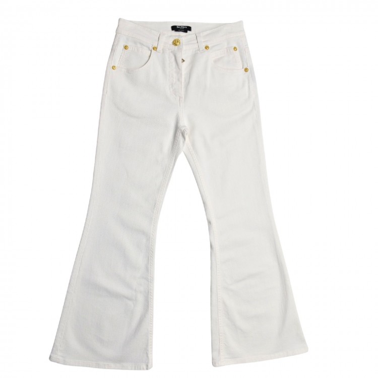 BALMAIN TROUSERS.WHITE